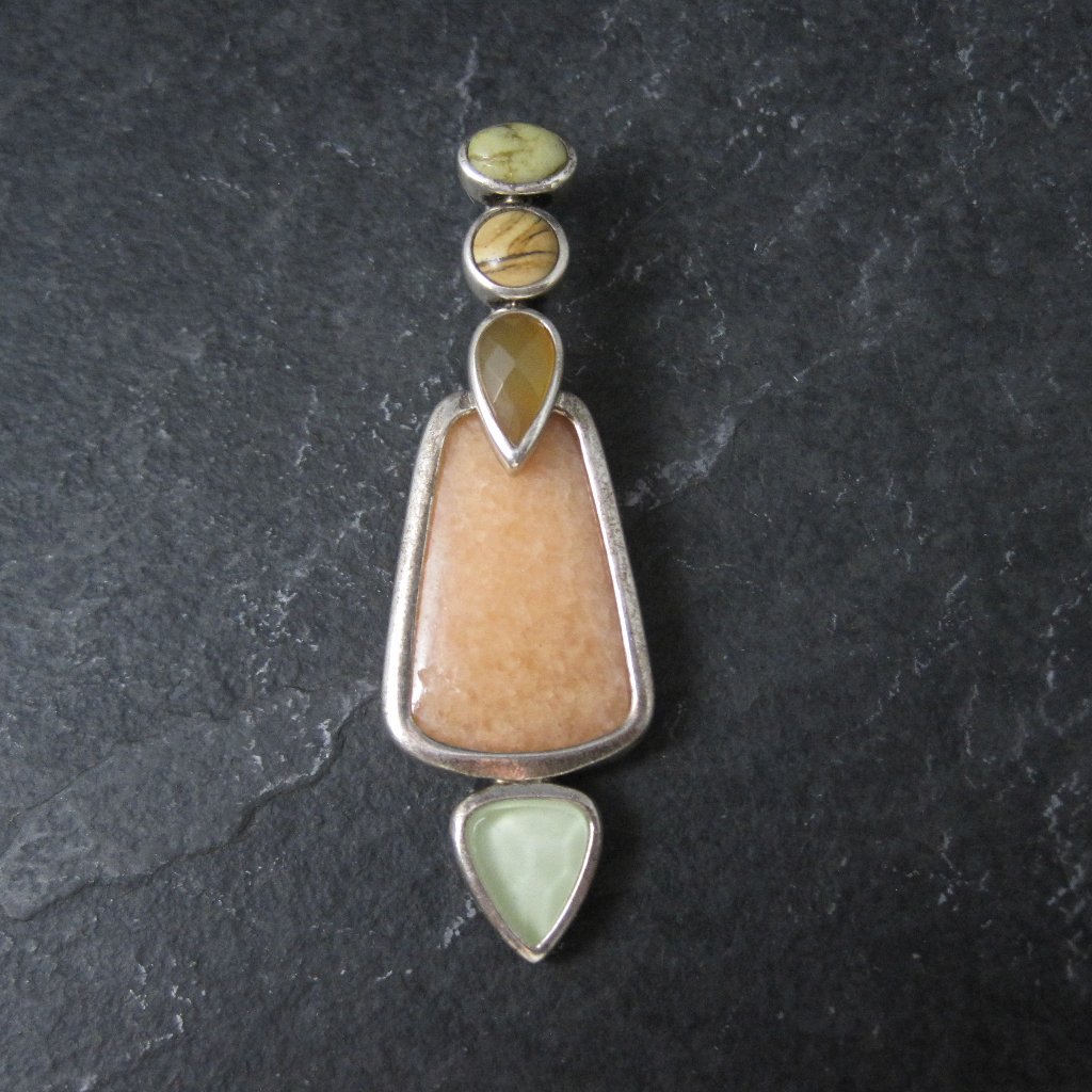 Large Orange Calcite Gemstone Pendant Sterling Silver 55$